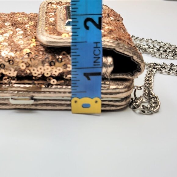 NINE West Champagne Gold Crossbody Purse Credit Card Purse Evening Wristlet - Picture 10 of 16